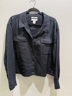 Rachel Zoe Black Linen Button-Front Shirt